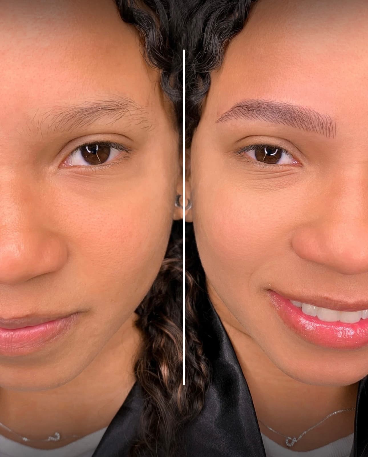 Antes e depois — design de sobrancelhas